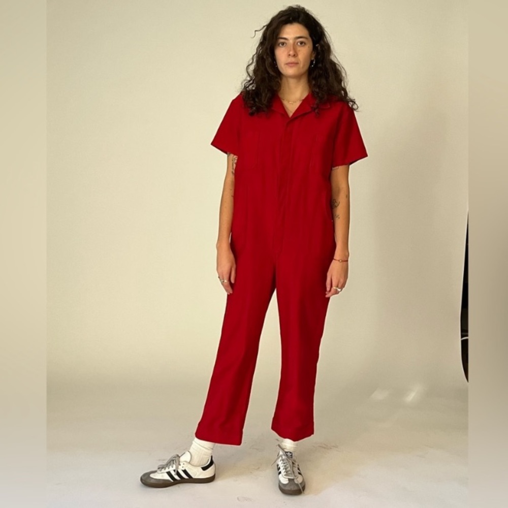 CARON CALLAHAN Crawford Jumpsuit ❤️ Red twill NWOT!